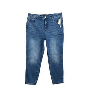 Talbots Jeans Women 16 Blue Denim Crop Length Jegging High Waist Skinny Stretch